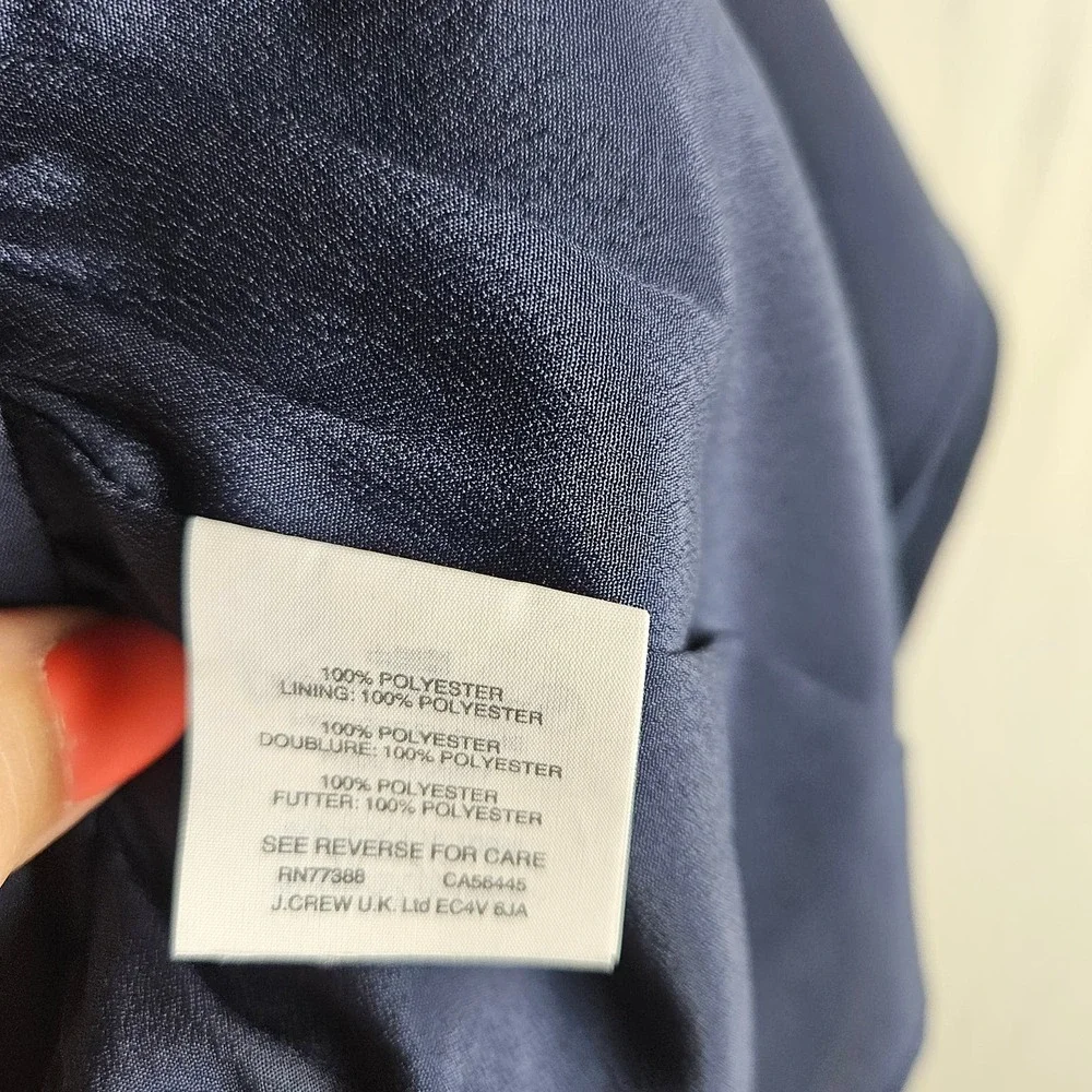 J.Crew Criss Cross Tie‎ Back Midi Dress 6 Navy Blue Ruffle Spaghetti Strap
